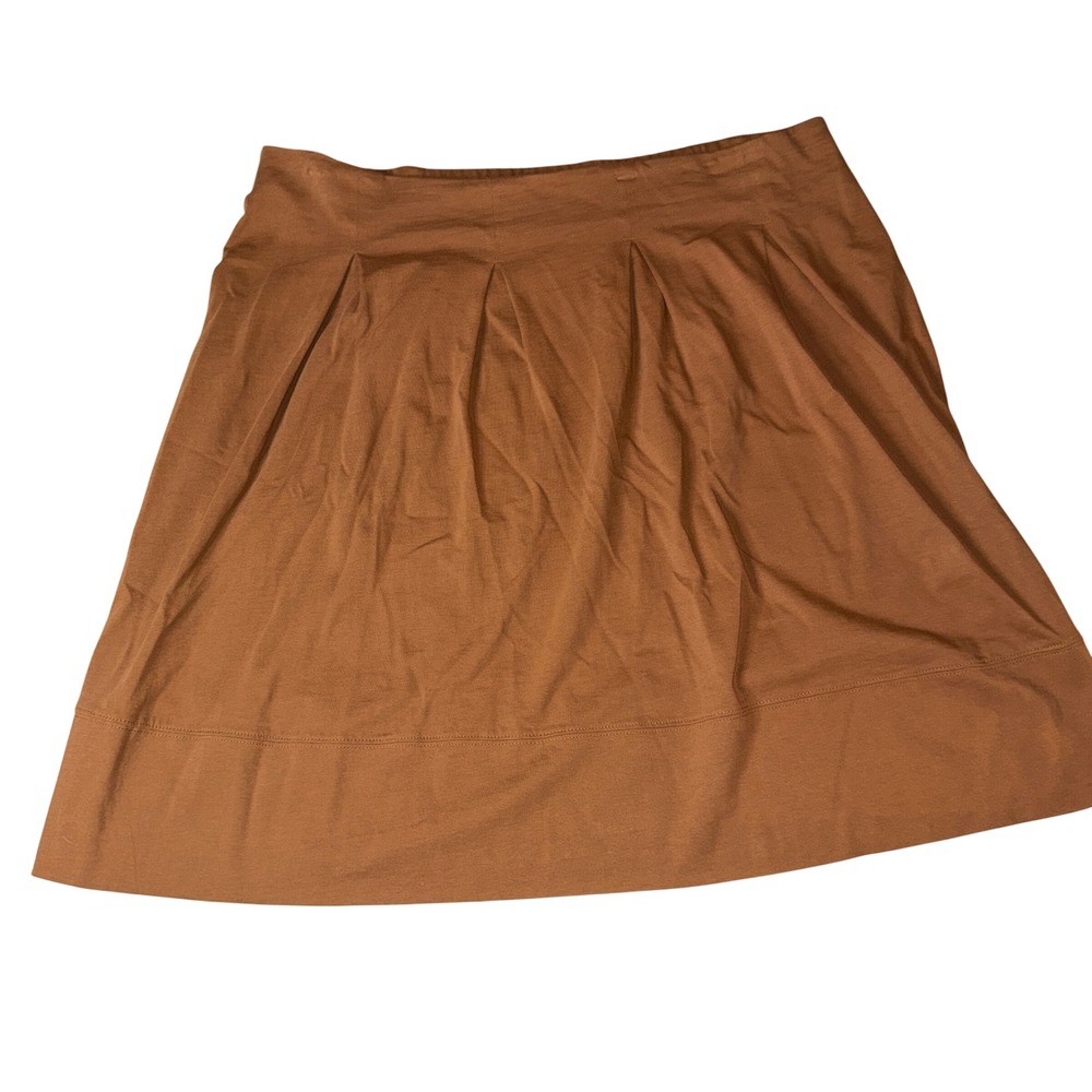 Avenue Pleated‎ Jersey Skirt 18/20 Brown Cotton Elastic Waist Casual Plus Size